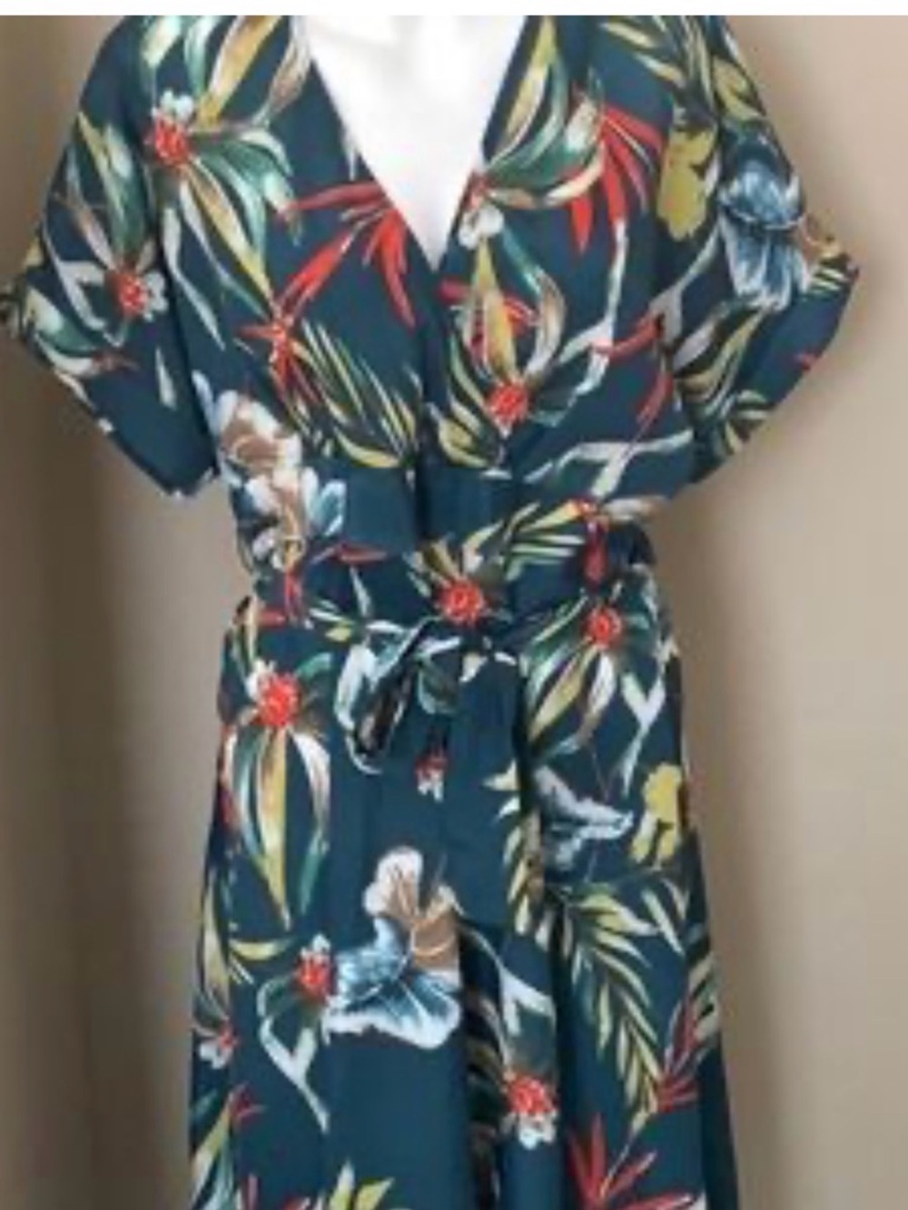 WD.NY Teal Floral Wrap Midi Dress